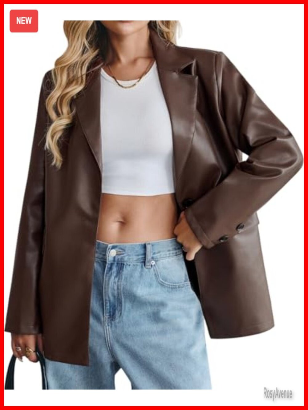 Womens Faux Leather Blazer Jacket Oversized Bomber Button Down Lapel Coat Fall